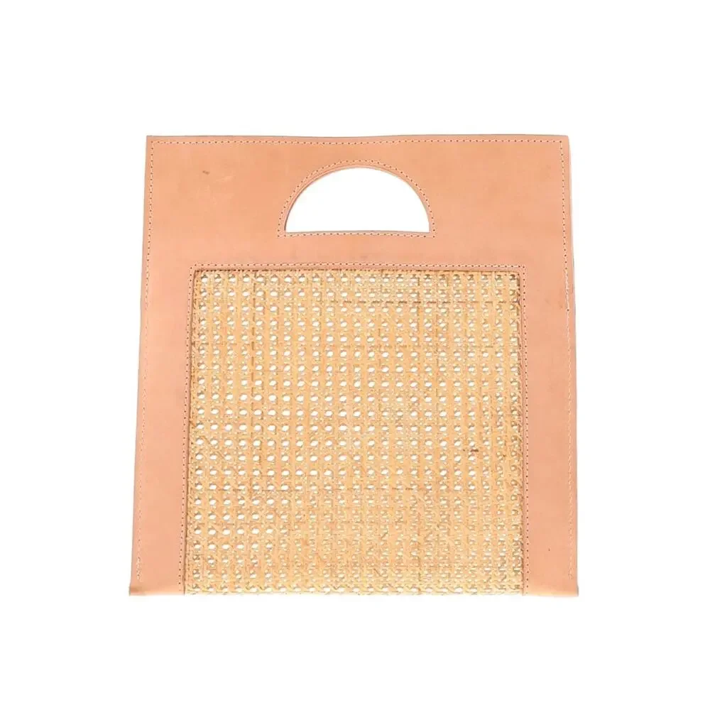 Glad & Young leather Rattan cane Clutch handbag